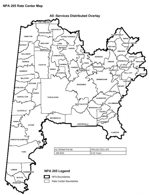 Area Code 205 Map