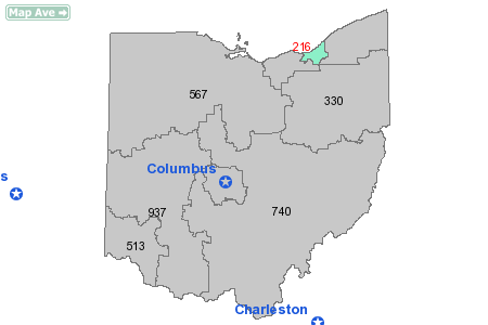 Area Code 216 Map