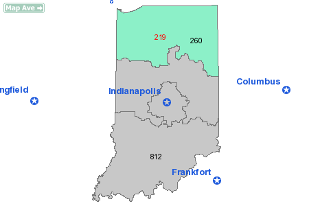 Area Code 219 Map