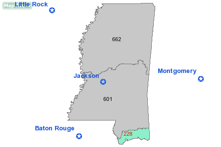 Area Code 228 Map