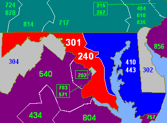 Area Code 240 Map
