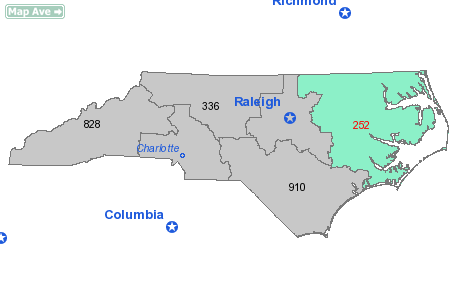 Area Code 252 Map