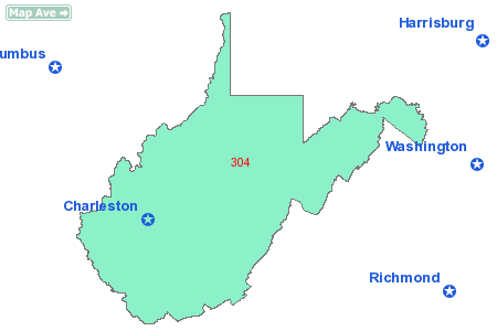 Area Code 304 Map