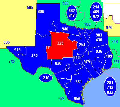 Area Code 325 Map