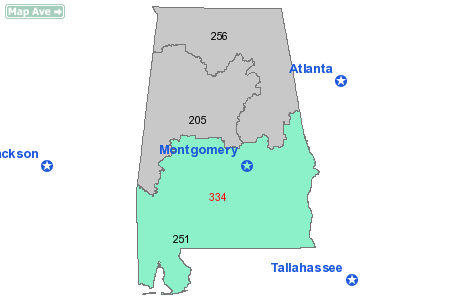 Area Code 334 Map