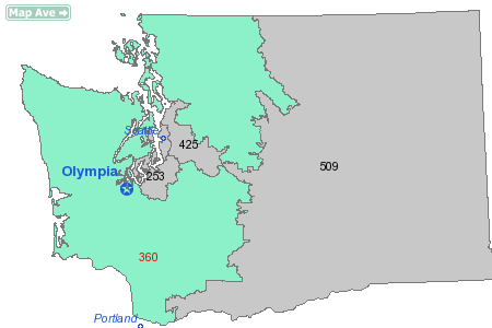 Area Code 360 Map