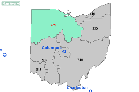 Area Code 419 Map