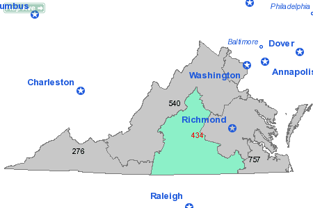 Area Code 434 Map