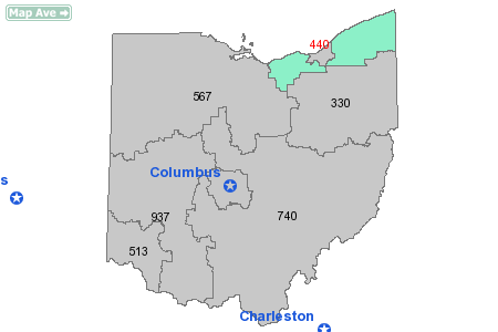 Area Code 440 Map