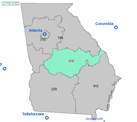 Area Code 478 Map