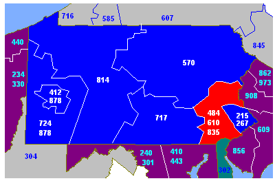 Area Code 484 Map