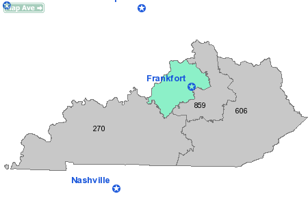 Area Code 502 Map