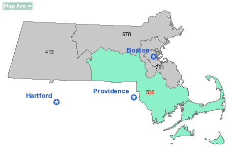 Area Code 508 Map