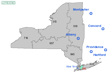 Area Code 516 Map