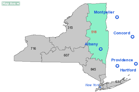 Area Code 518 Map