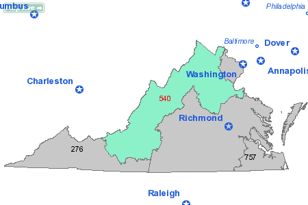 Area Code 540 Map