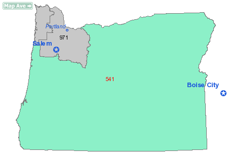 Area Code 541 Map