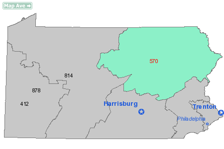 Area Code 570 Map