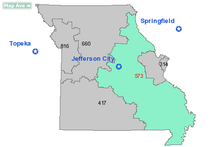 Area Code 573 Map