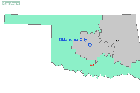 Area Code 580 Map