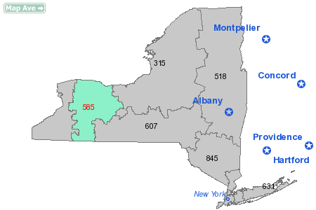 Area Code 585 Map