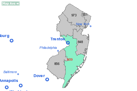 Area Code 609 Map