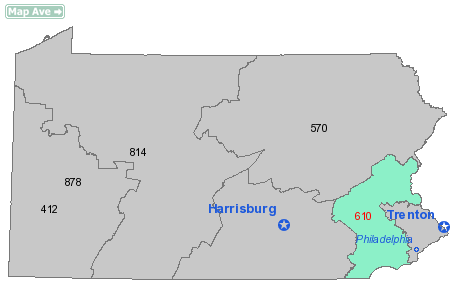 Area Code 610 Map