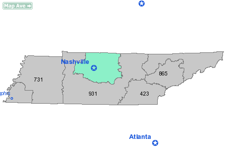 Area Code 615 Map