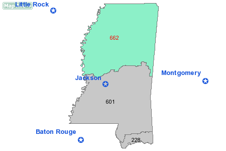 Area Code 662 Map