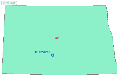 Area Code 701 Map