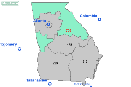 Area Code 706 Map