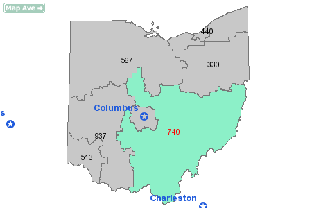 Area Code 740 Map