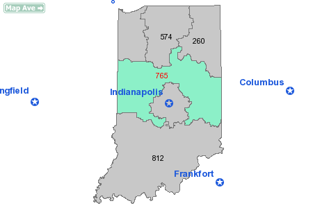 Area Code 765 Map