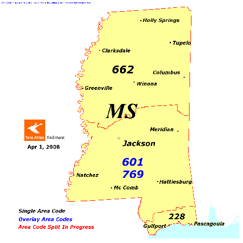 Area Code 769 Map