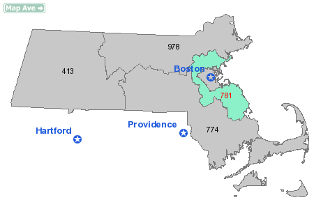 Area Code 781 Map