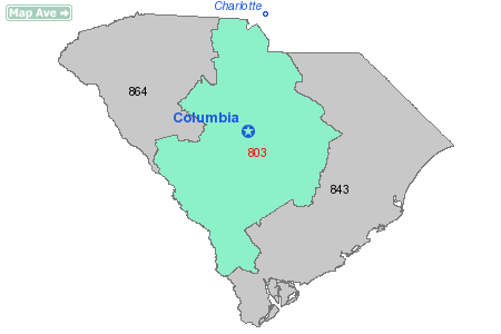 Area Code 803 Map