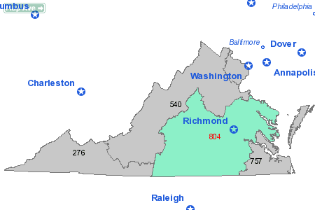 Area Code 804 Map