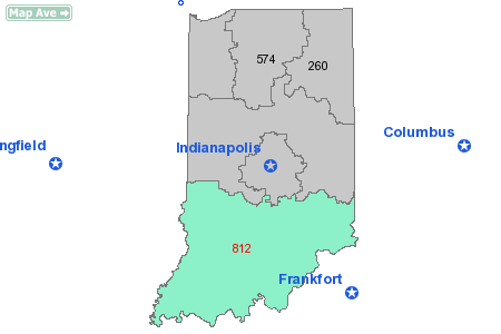 Area Code 812 Map