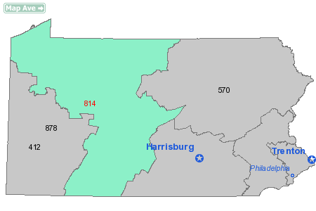 Area Code 814 Map