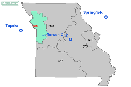 Area Code 816 Map