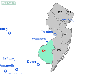 Area Code 856 Map