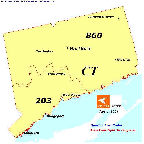 Area Code 860 Map