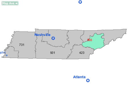 Area Code 865 Map