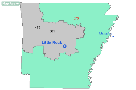 Area Code 870 Map