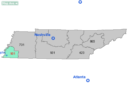 Area Code 901 Map