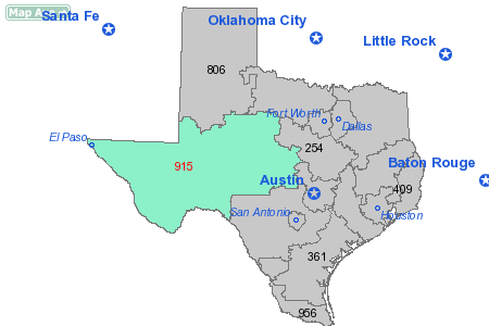 Area Code 915 Map