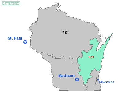Area Code 920 Map