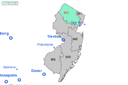 Area Code 973 Map