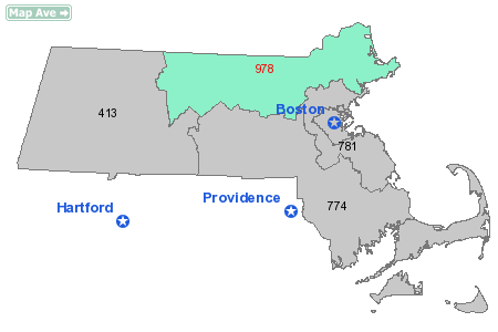 Area Code 978 Map