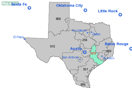 Area Code 979 Map